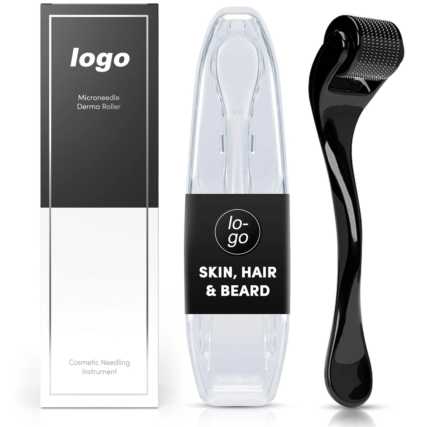 High Quality Derma Roller Beard Hair Growth Treatment Microneedle Dermaroller Matt Black Derma Roller
