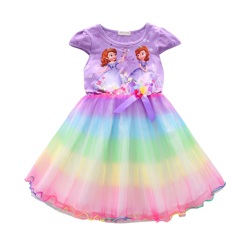 
2019 new design girls cartoon dresses cotton material unicorn dresses for kids 2-6 years old 