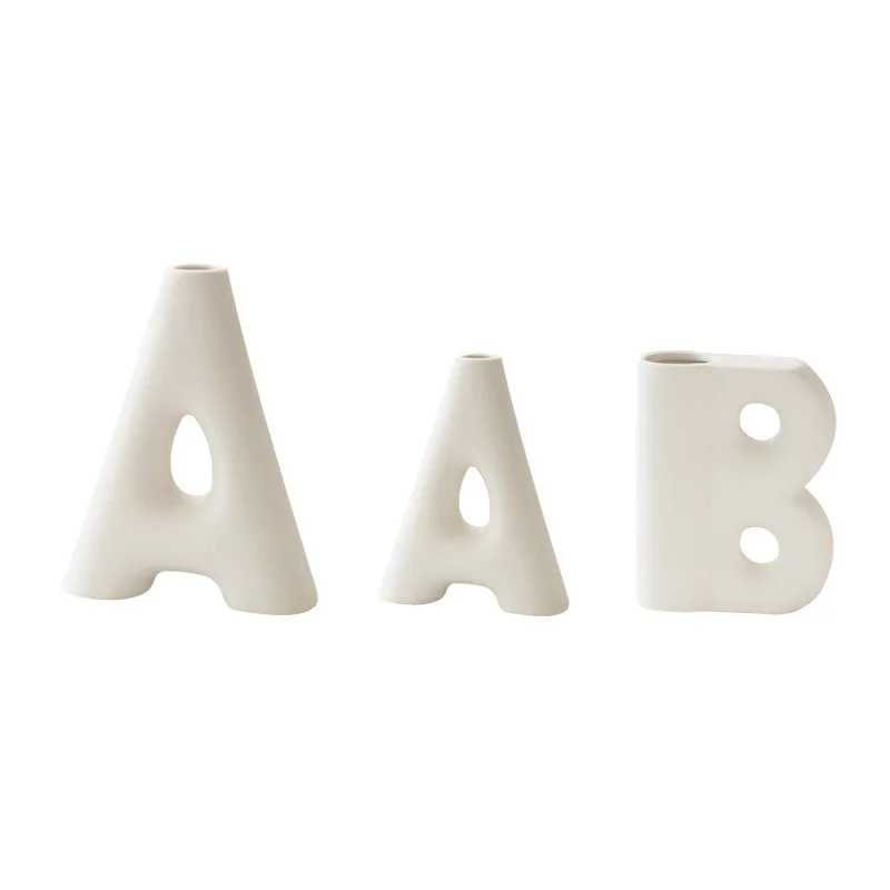European ceramic vases frosted letters AB ornaments retro large caliber matte