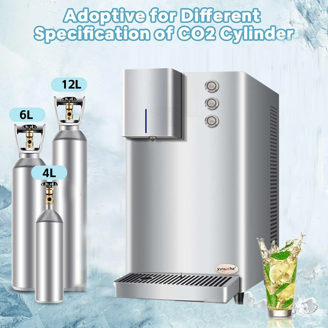 Commercial Carbonated Sparkling Water Maker 20 liter with ice maker countertop  soda fountain machine for business