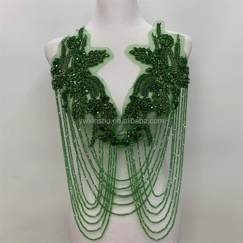 Handmade Beads Leaves Tassels Patches Epaulets Shoulder Applique Collar Patches Badge