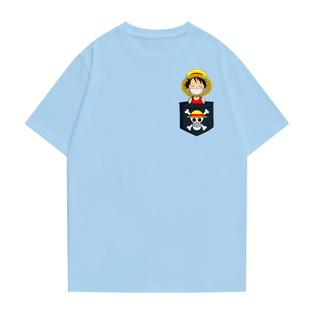 2022 Harajuku Anime One Piece Luffy Zoro Large Size Loose 100% Cotton T-Shirt Summer Short Sleeve