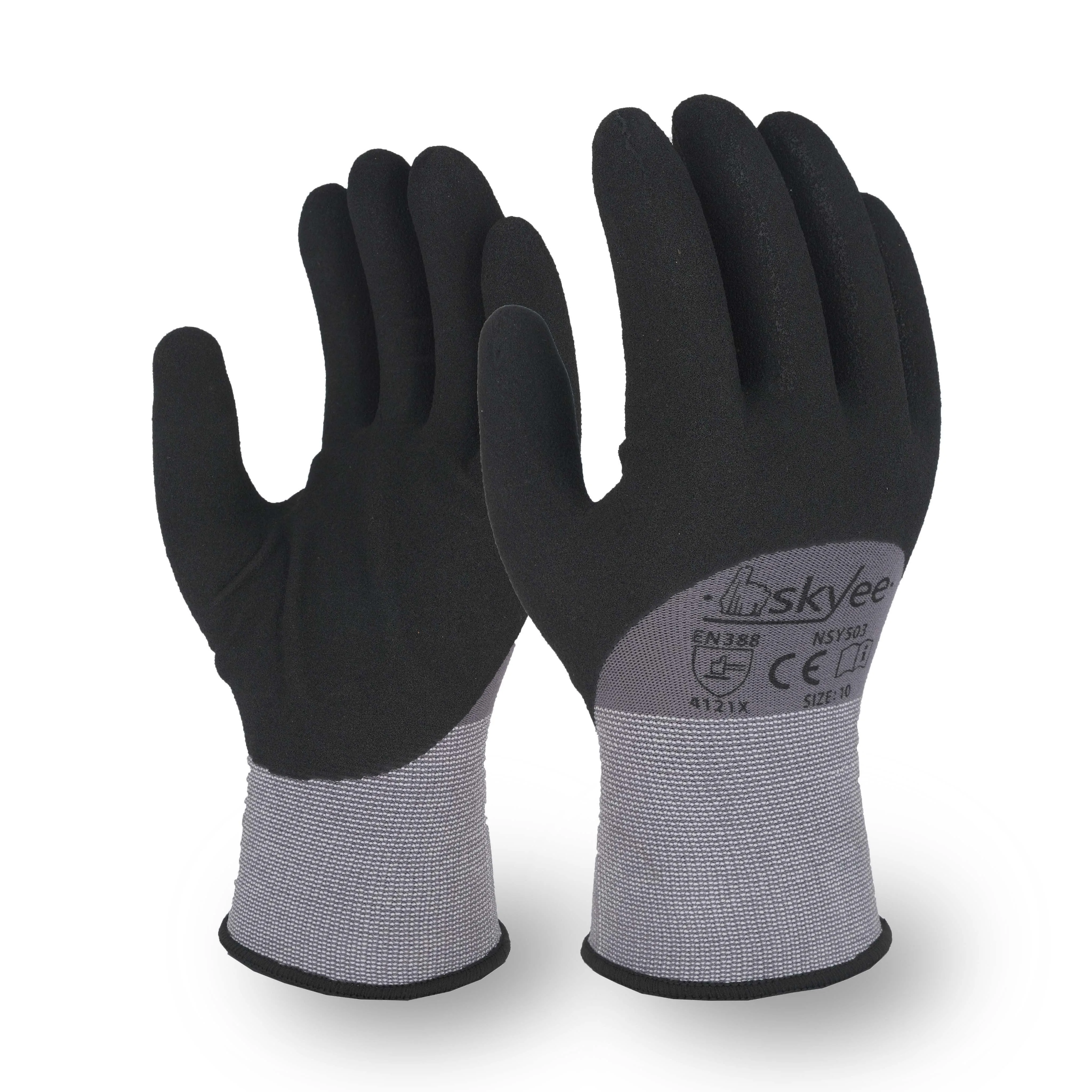 SKYEE customized oil resistant full nitrile coated waterproof work gloves safety nylon nitrile dipped gloves for manufact