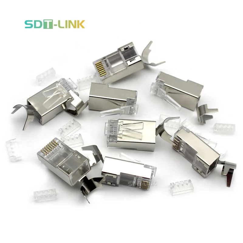 Cat7 Cat 7 Connector Rj45 Shielded Crimp Kabel Male Rj STP Connectors Plug Ethernet Ends RJ45 Connector Cat7 Price