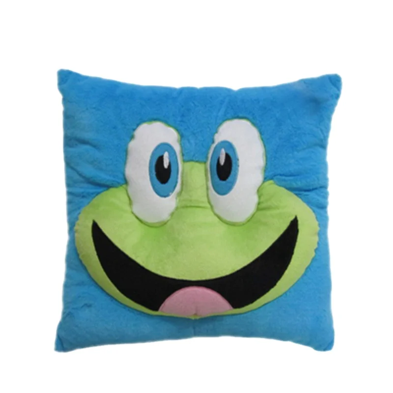 JM8781 Stuffed Square Plush Cushion with Frog Face