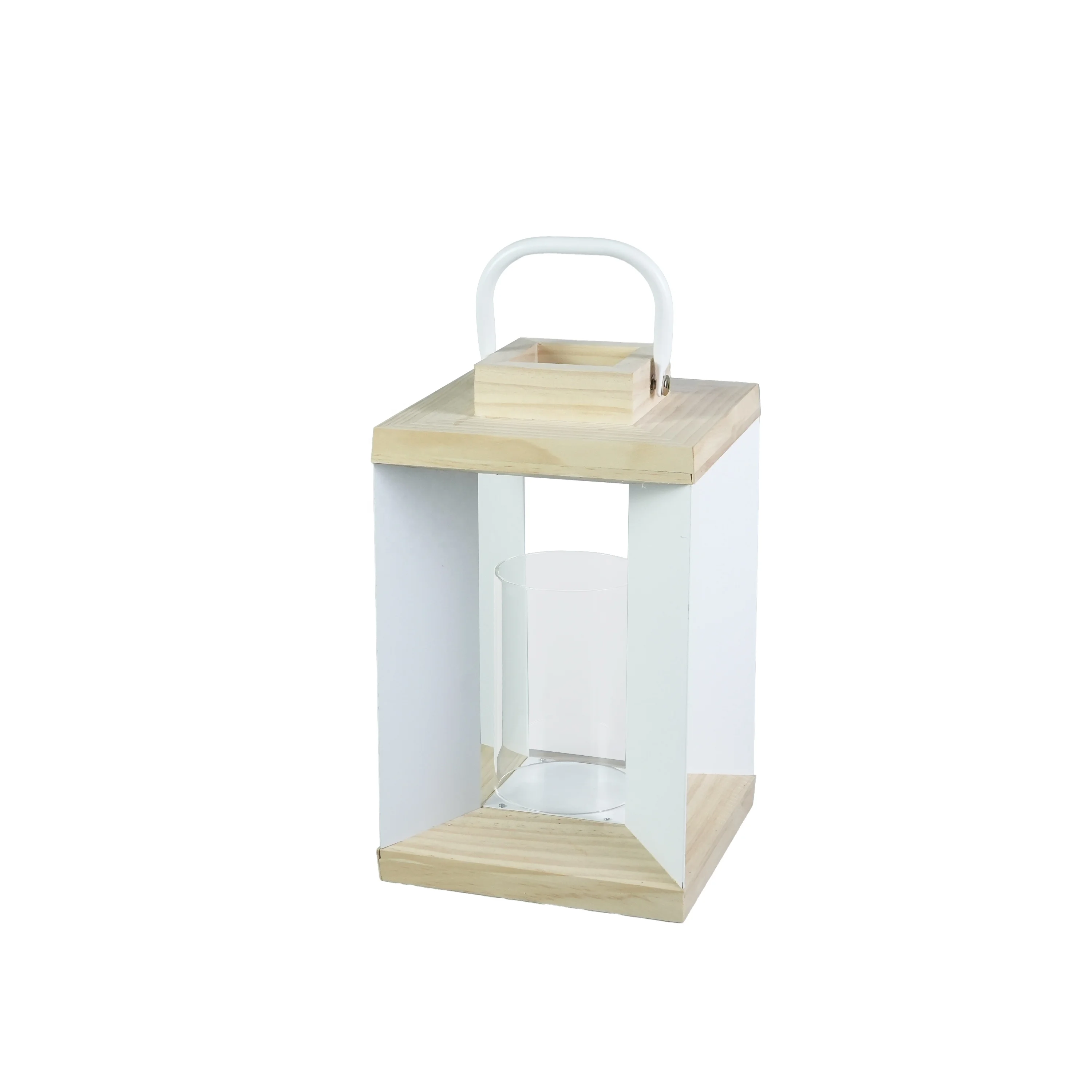 Foryoudecor Scandinavian 3 sizes wooden lanterns elegant white metal modern candle lantern for every season decoration