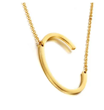Newest Design 18K Gold Plated English Alphabet Necklace Statement Stainless Steel A-Z 26 Initial Letters Pendant Necklaces