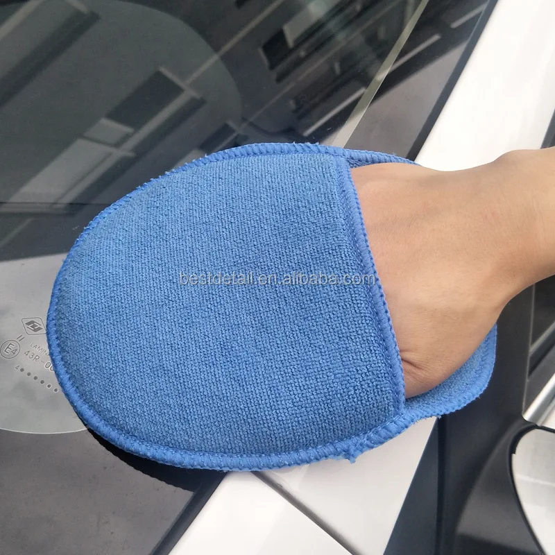 China Wholesale Car Care Auto Detailing Polishing Coating Sponge Round Ellipse Foam Microfiber Wax Applicator Pad with Pocket