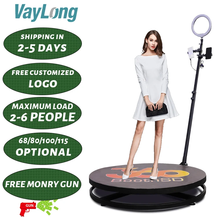 68 80 100 115cm custom logo portable Electric Rotating Fast and slow shot 360 Degree photobooth automatic 360 photo booth