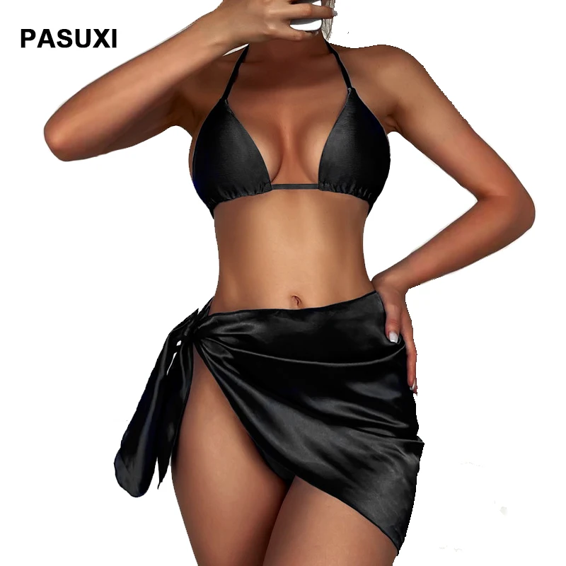 2023 Sexy Bikini Bathing Suit Beachwear With Dress 3 Piece Women Retro Swimsuit Set Swim Suit Bathingsuits Designer Swimwear