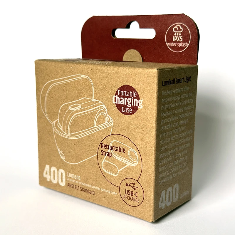 Free Logo Printed Premium Quality Type-C with Charging Case 400 lumen  LED Rechargeable led Headlamp