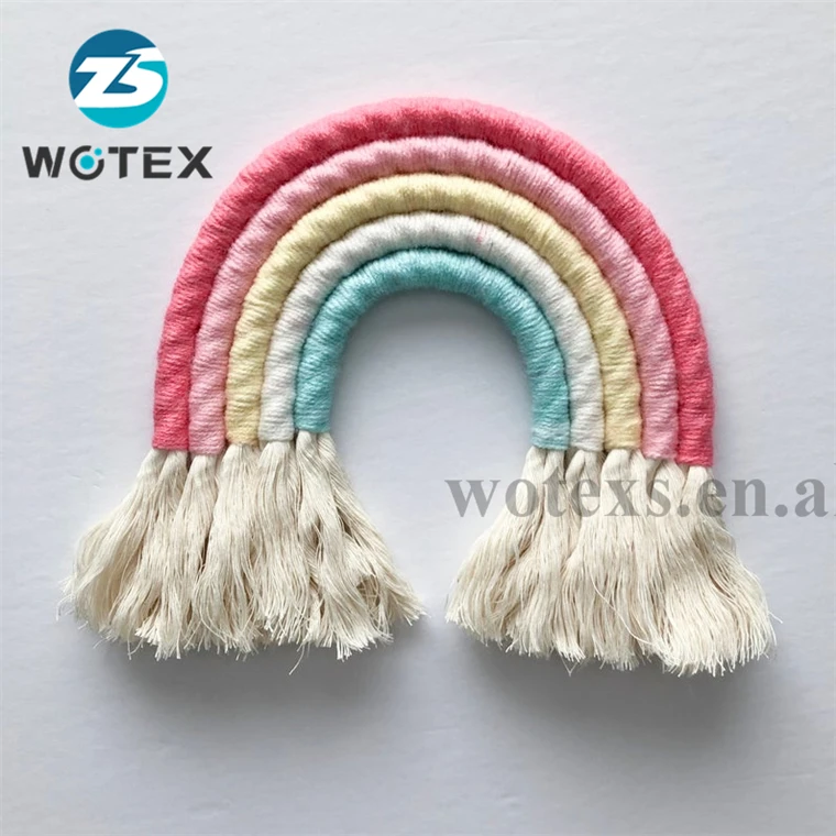 BM037 Factory price Baby boy Nursery art Chunky Fiber Rainbow Wall hanging decor macrame Rope rainbows