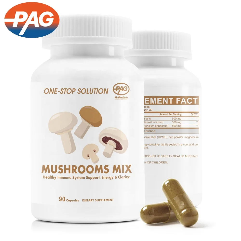 PAG Organic Immune Booster Memory Nootropic Brain Supplement Cordyceps Militaris Extract Reishi Mushroom Capsules
