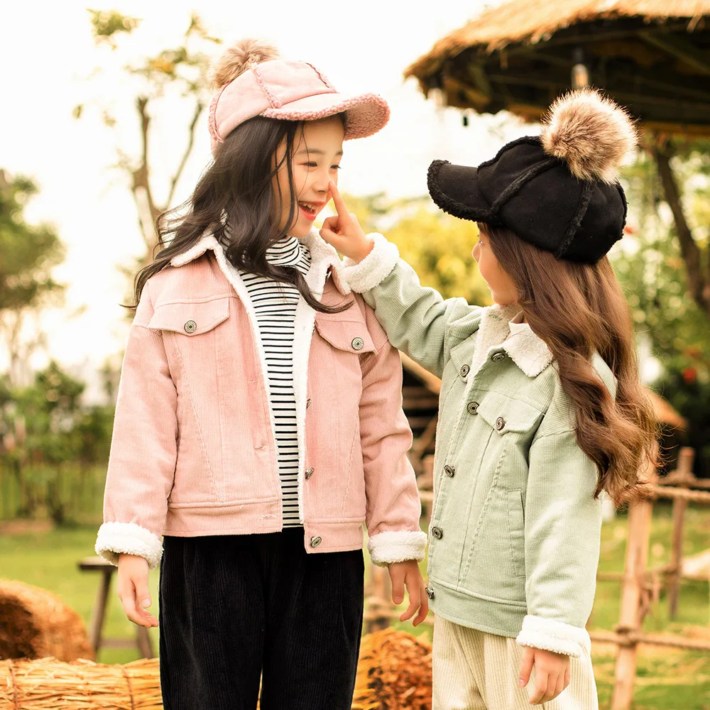 New Winter Girls Jackets Coats Thick Warm Parka Kids winter clothes Outerwear corduroy Girls Coat