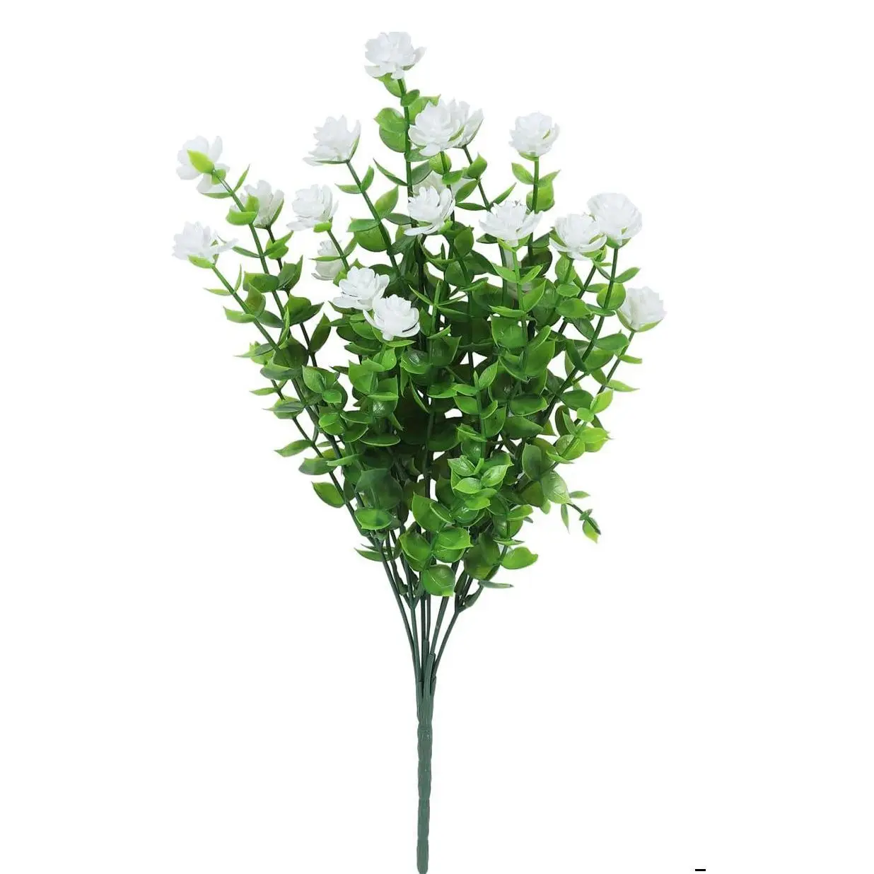 Simulated flower 7 fork eucalyptus camellia artificial green plant potted outdoor shrub for home decoration