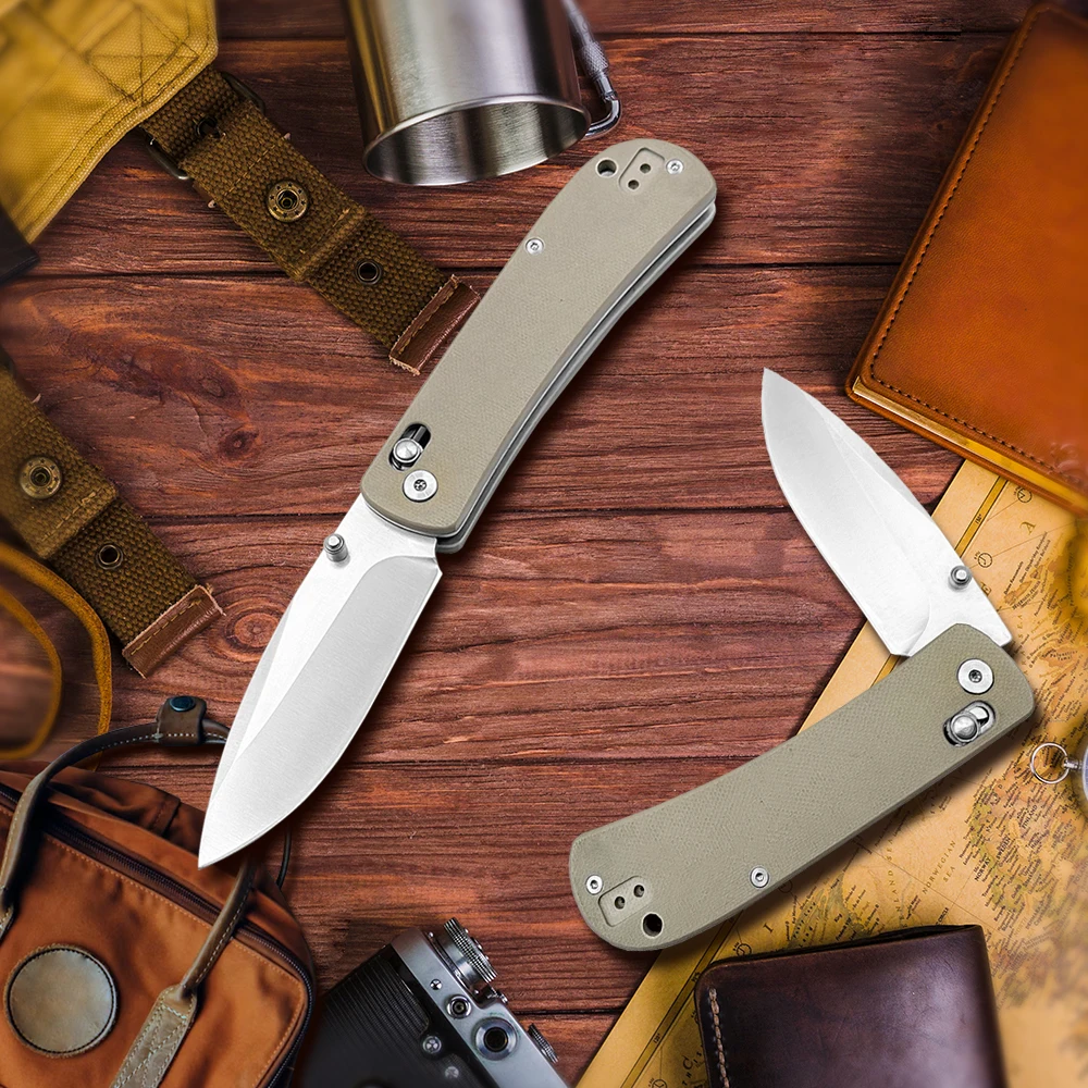 santin finish D2 AUS-8 steel blade axis lock g10 handle stainless steel folding knives