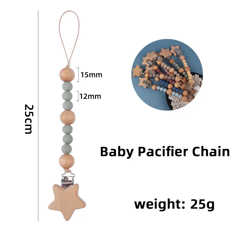 Funny Baby Pacifier Teether Beads Pacifiers Clip Safety Clip Pacifier Chain