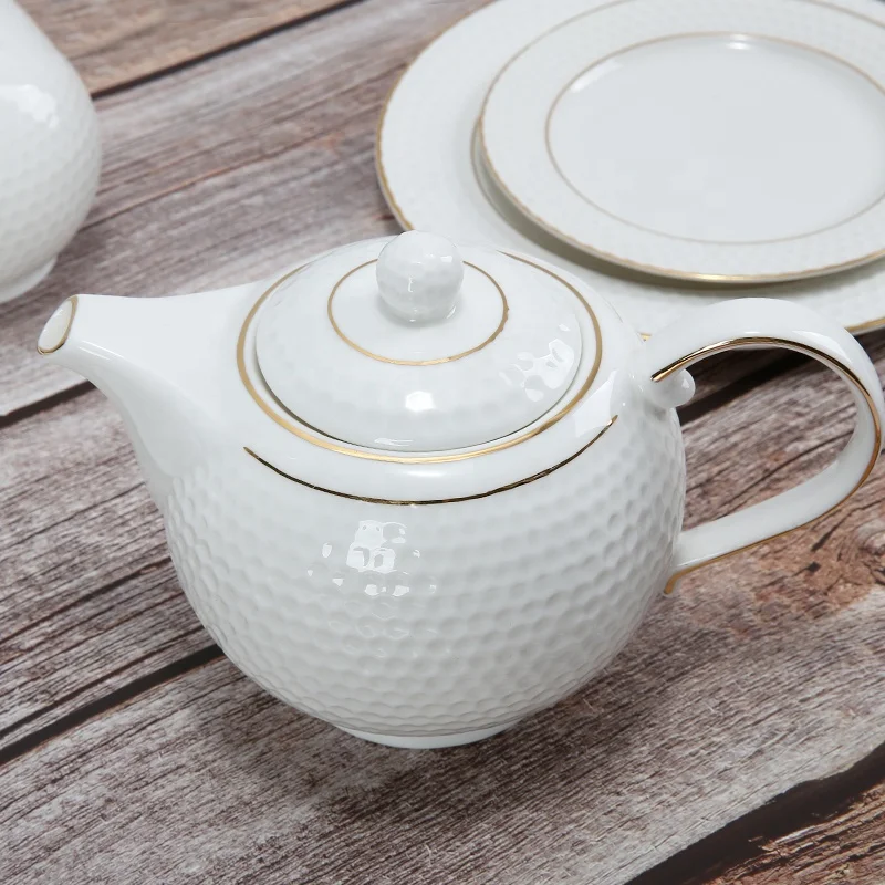 Gold Rim Dinnerware Sets New Bone China Ceramic Dinner Plates