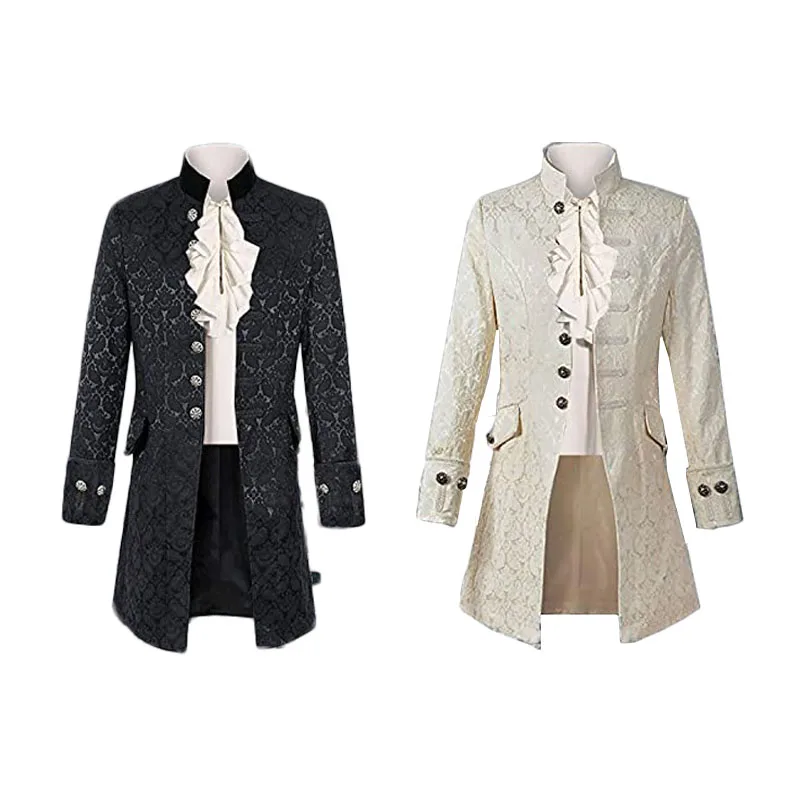 2022 Medieval Steampunk Tailcoat Halloween Costumes for Men Renaissance Pirate Vampire Gothic Jackets Vintage Warlock Frock Coat