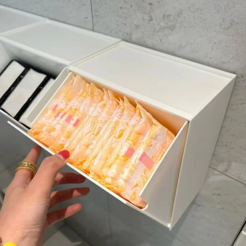 Cosmetic Storage Cabinet Storage Box Paper Towel Dispenser for Bedroom Living Room grey