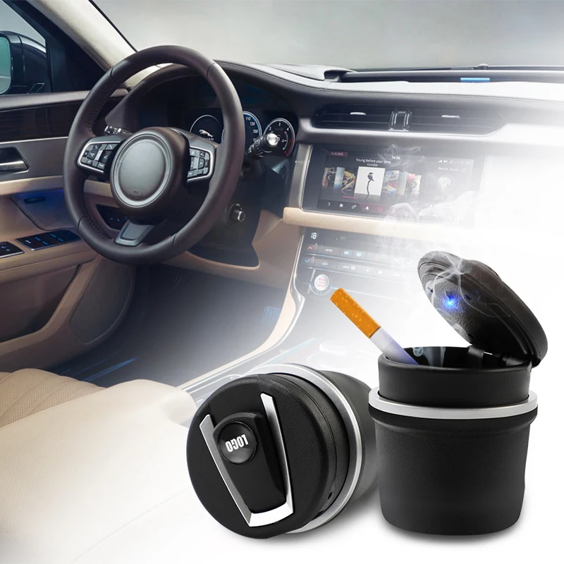 Car Ashtray With Led Light Portable LED Light Car Ashtray Universal Cigarette Cylinder Holder Car Interior Accessories