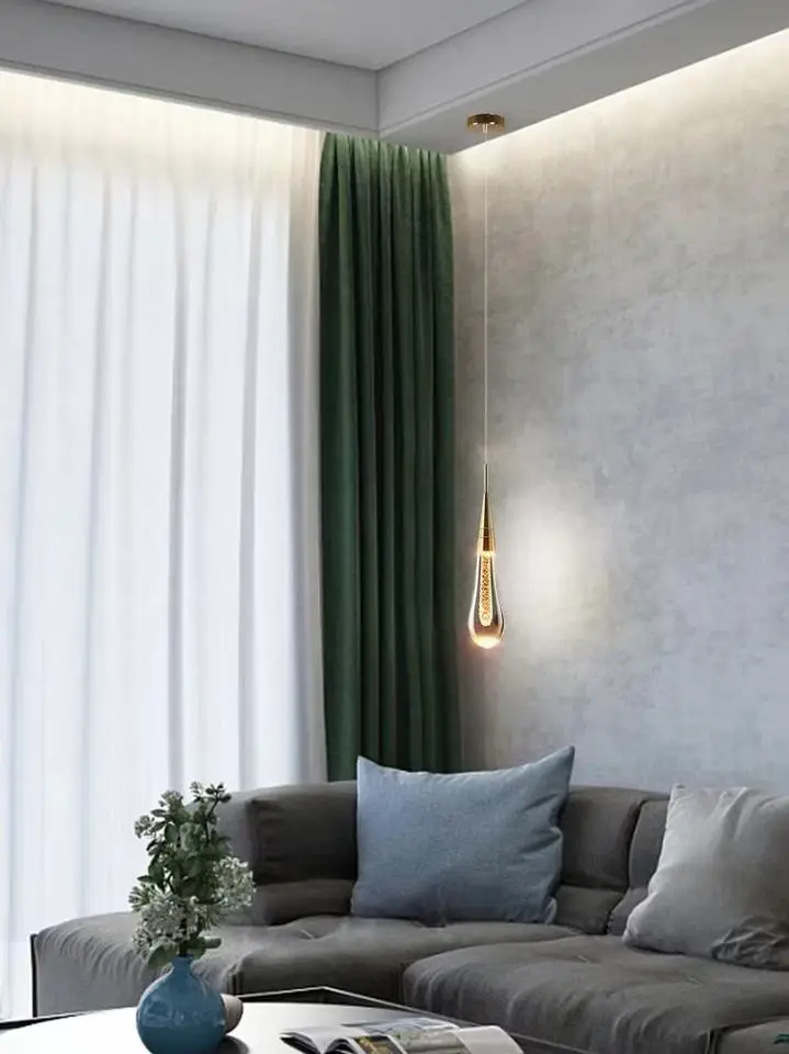 Gold Luxury Modern Water Rain Drop Pendant Light Led Hotels Crystal Small teardrop chandelier crystals
