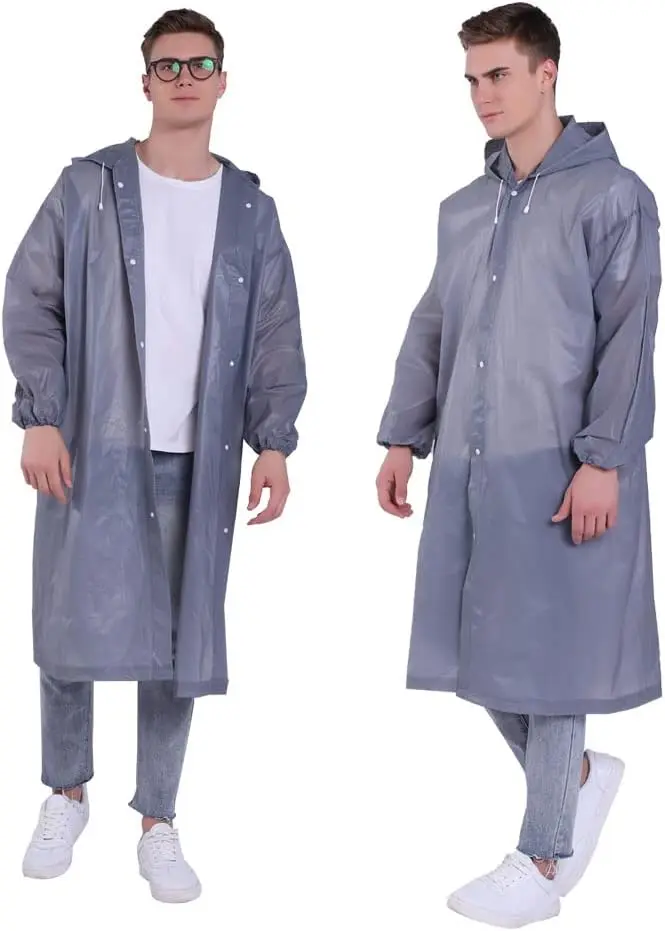 Rain Coat Reusable Rain Ponchos for Adults Men clear Lightweight rain coats for women with Hood and Drawstring