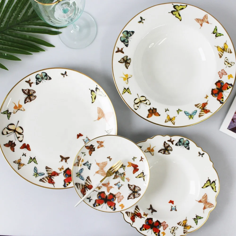 New product Butterfly Garden Collection dinnerware set porcelain tableware plate
