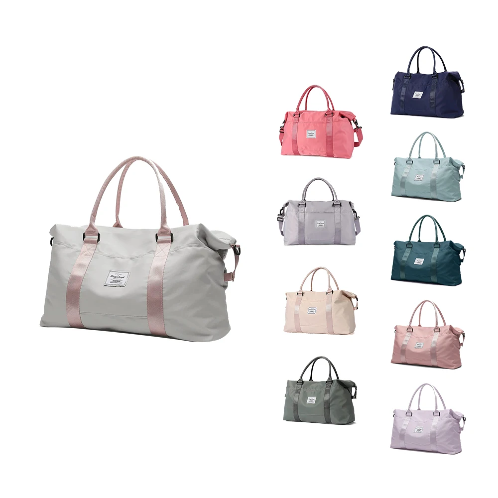 Large Capacity Oxford Travel Duffel Tote Bag Dry Wet Separation Pink Overnight Weekender Bag With Custom Logo