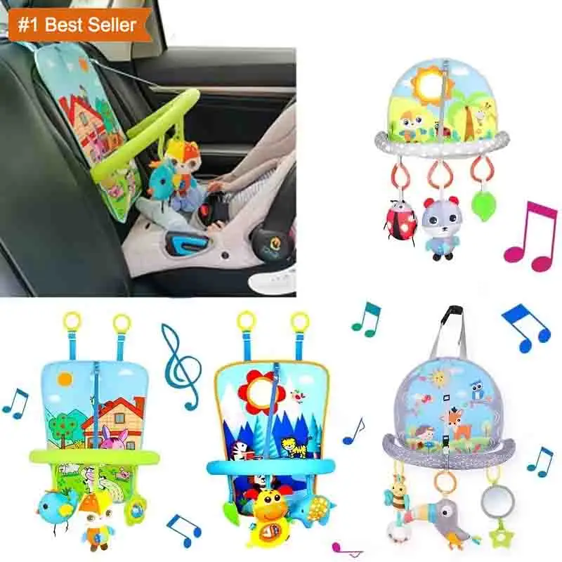 Jumon Baby Car Seat Toys Mirror Infant Activity Center for Car Seat Crib Stroller Rear Facing Car Seat Toy Hanging Toys for Baby