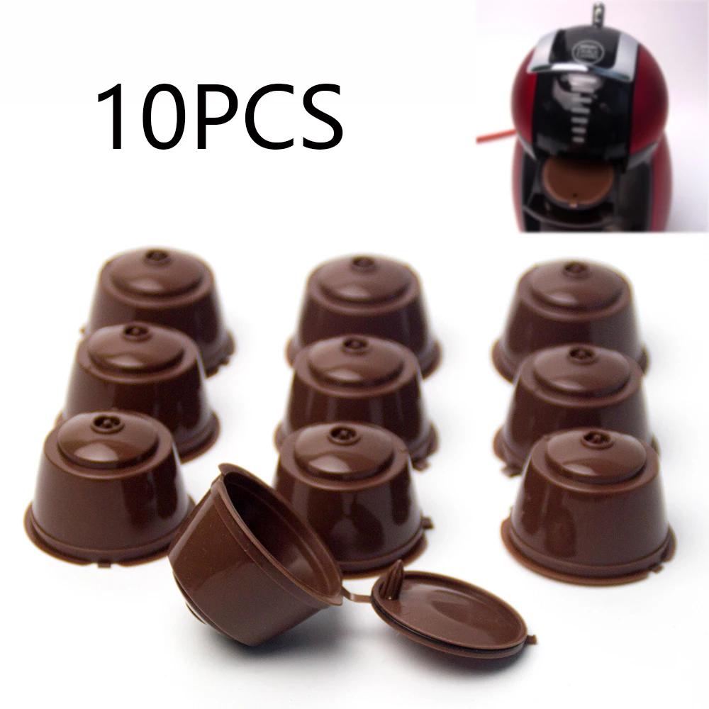 10PCS Refillable Coffee Capsules for DOLCE GUSTO Coffee Pods Reusable Coffee Filter Plastic with Spoon Brush High Quality