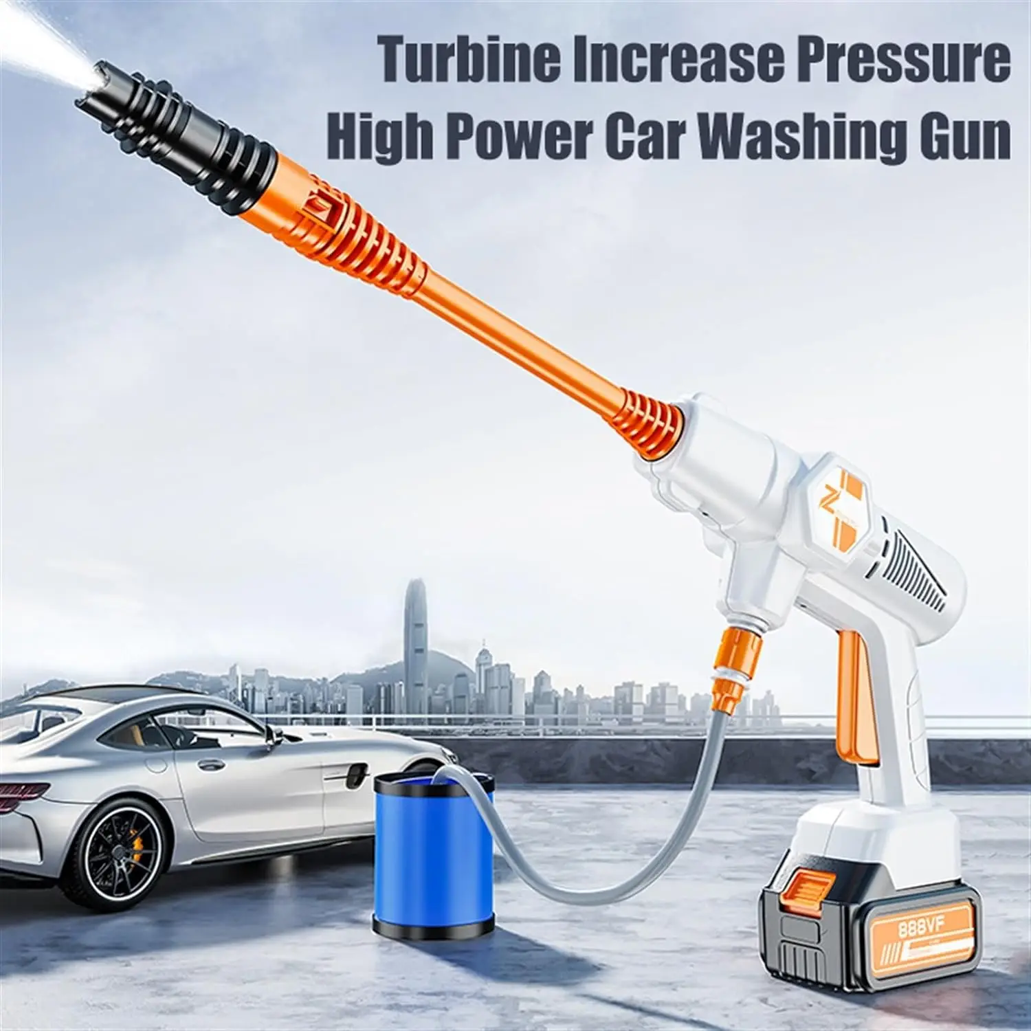Wireless High Pressure Car Washer Gun Battery Operated Portable Cordless Car Wash Machine for Auto Home Cleaning
