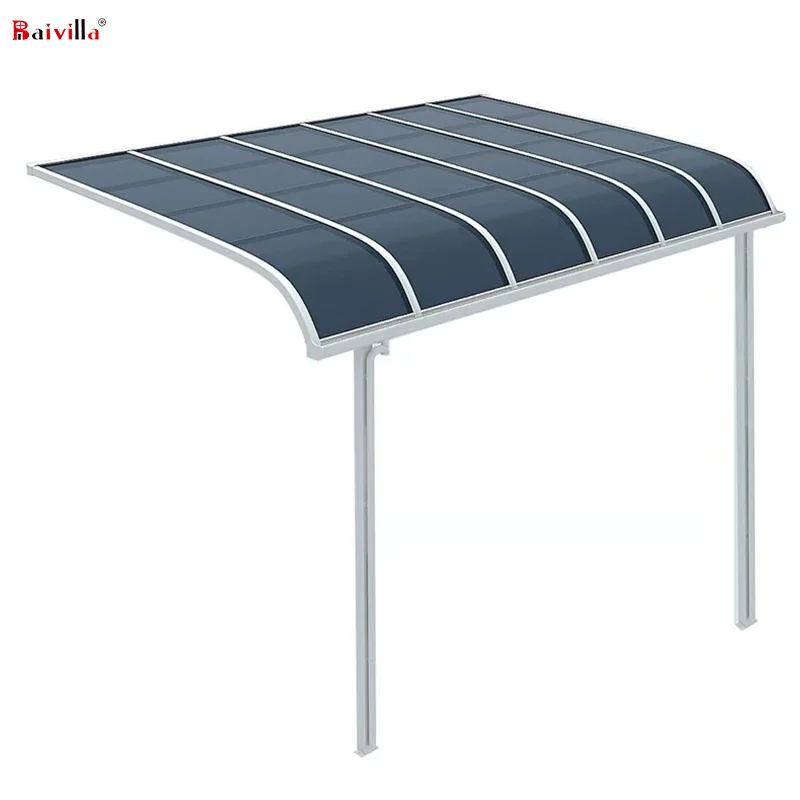 Outdoor aluminum frame polycarbonate Curved Patio Cover awning garden sun shade canopy
