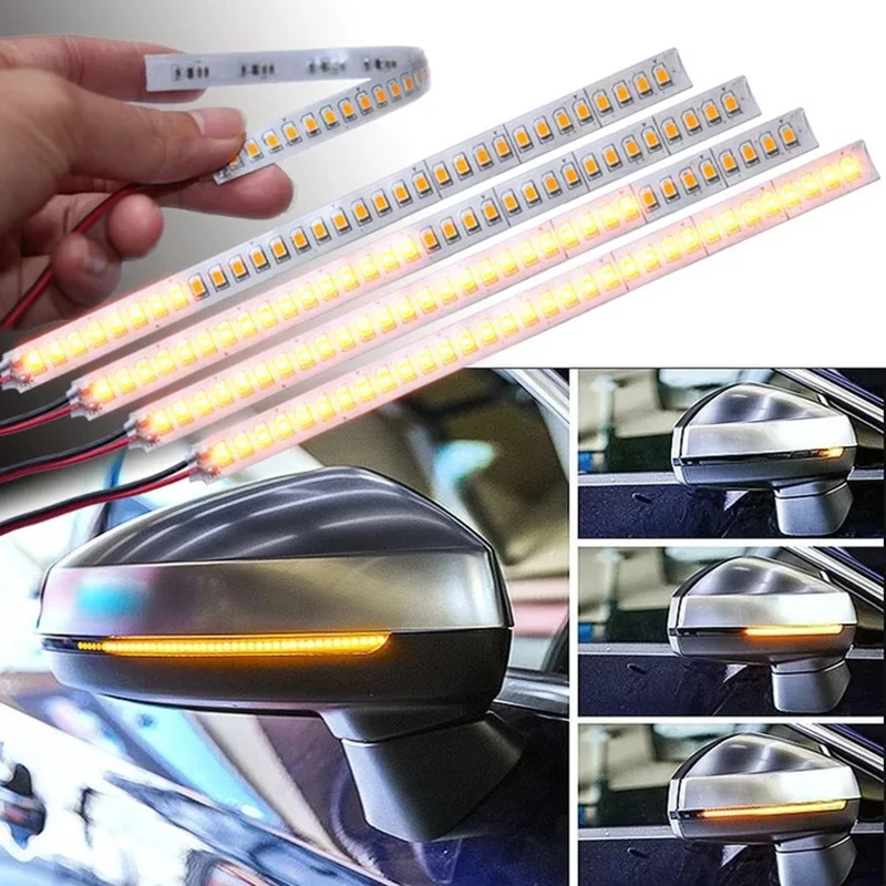 2PCS Car Rearview Mirror Indicator Lamp DRL Streamer Strip Flowing Turn Signal Lamp LED Car Light Source Turn Signals For Cars