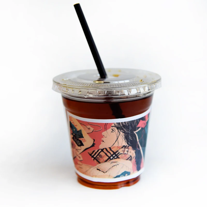 360ml 10oz pet disposable take away cold drink  juice ice cream coffee custom logo plastic cups with lids
