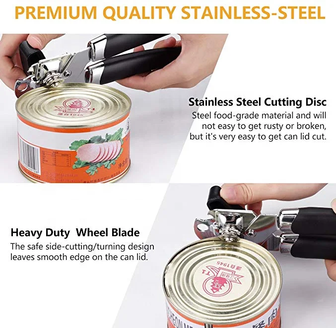 USA/UK Top Seller 4 in 1 Soft-Handled Tin Beer Bottle Opener Stainless Steel Hand Can with Smooth Edge
