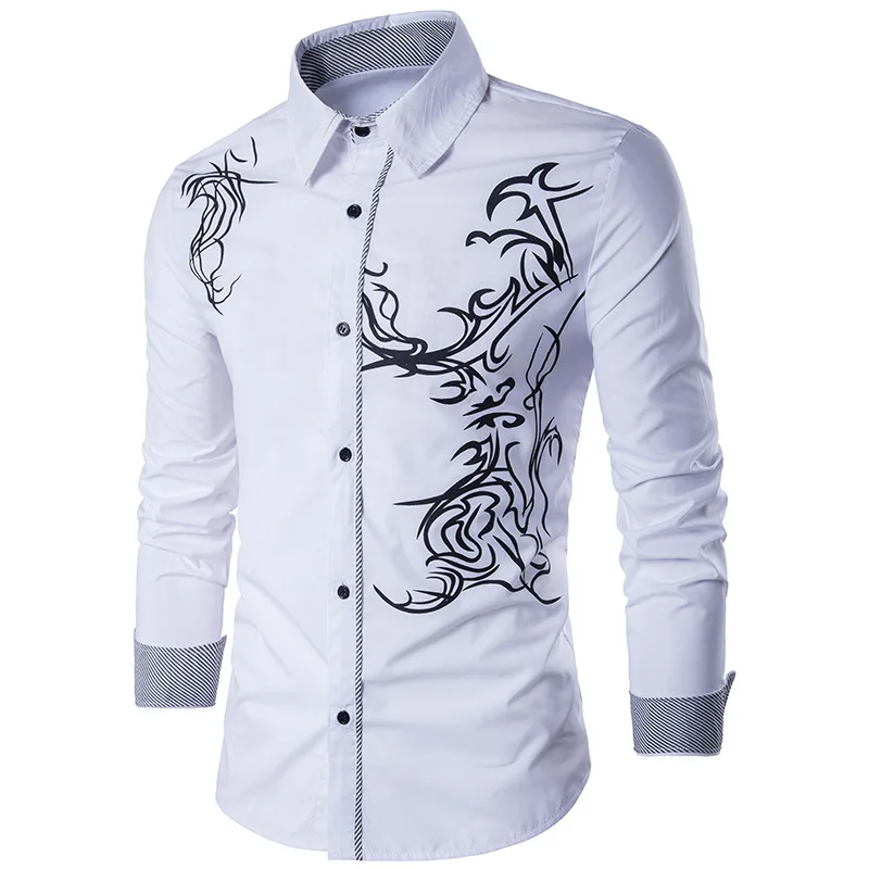 Male Business Printing Dry Fit Shirts Chemise Imprimee,  Custom Long Sleeve Shirt Printing