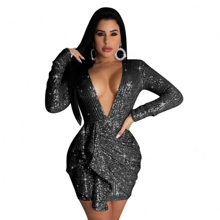F47-women модные стили одежды элегантные женские платья 2020 глубокий v-образный вырез на шее сексуальный платье