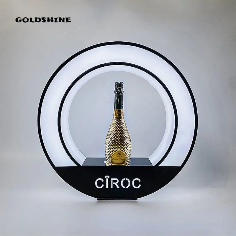 Rechargeable Acrylic Lighted Logo Display LED Light Bottle Presenter Wine holder LED Light Acrylic Wine Bottle Display