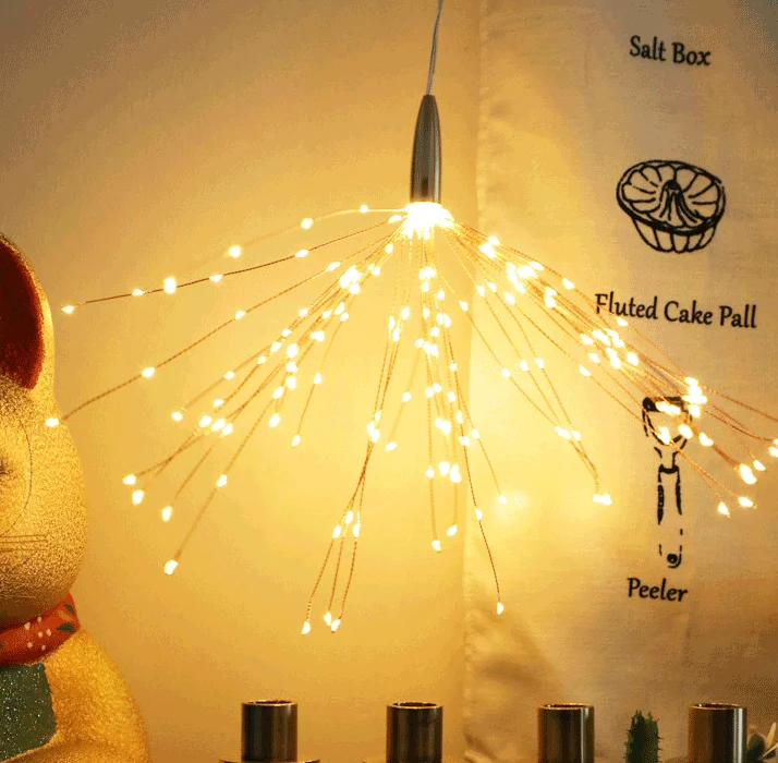 2020 Christmas Garland DIY 120 LED Fireworks Starburst String Light  falling copper wire string lights