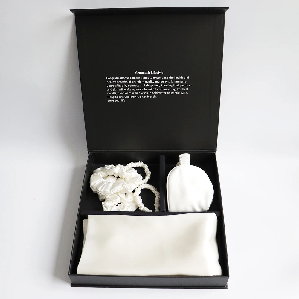 Pure Silk Pillowcase 100% Mulberry silk ECO-Friendly custom Standard Size luxury silk pillowcase eye mask scrunchies gift set