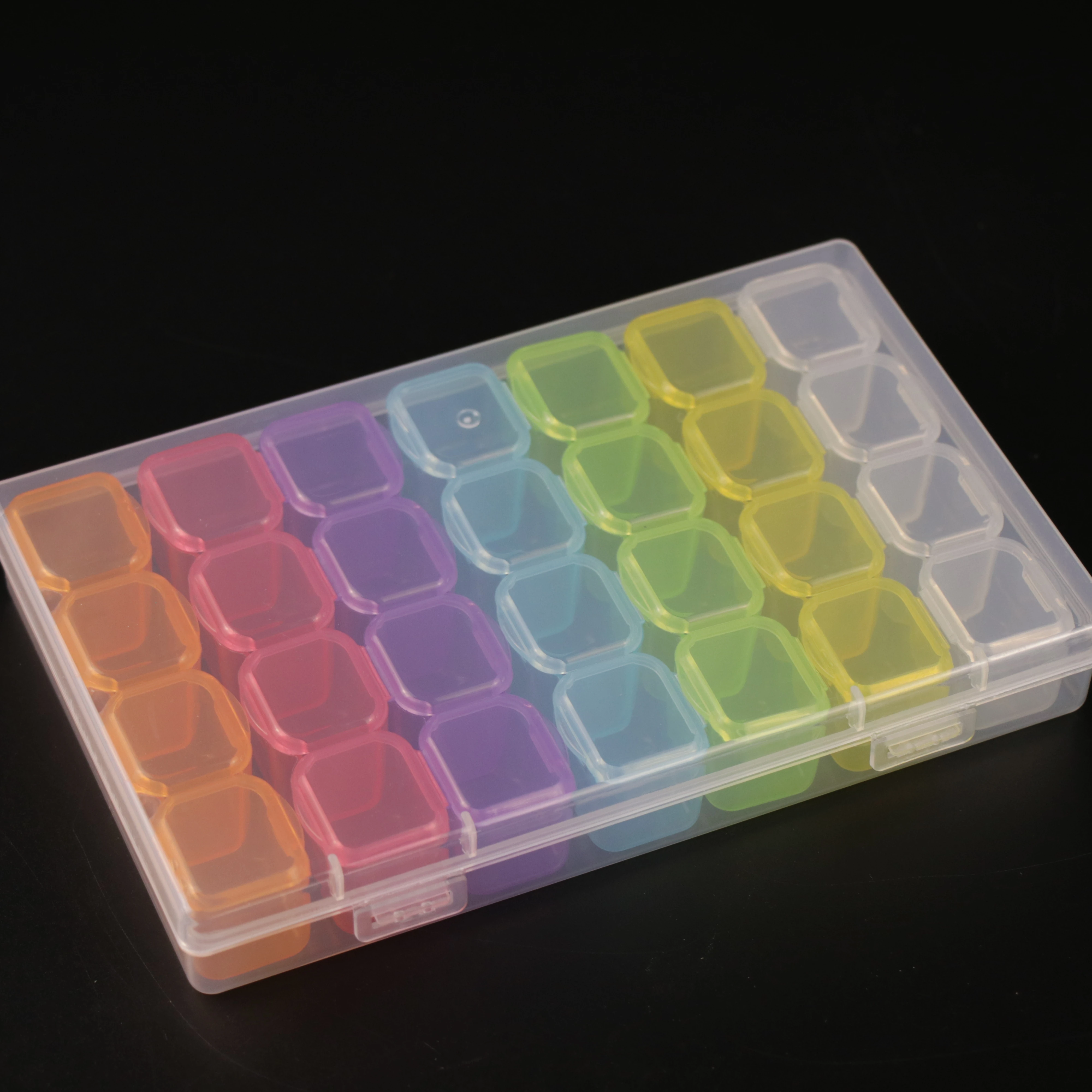 Hot New Product Rectangle Two Colors 28 Frames Plastic Medicine Pill Organizers Pills Medication Dispenser Box