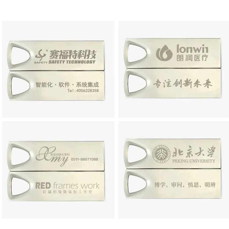 Promotional gift customized laser etching logo 2.0 3.0 4gb 8gb 16gb 32gb 64gb 128gb usb stick key tri angle hole usb flash drive