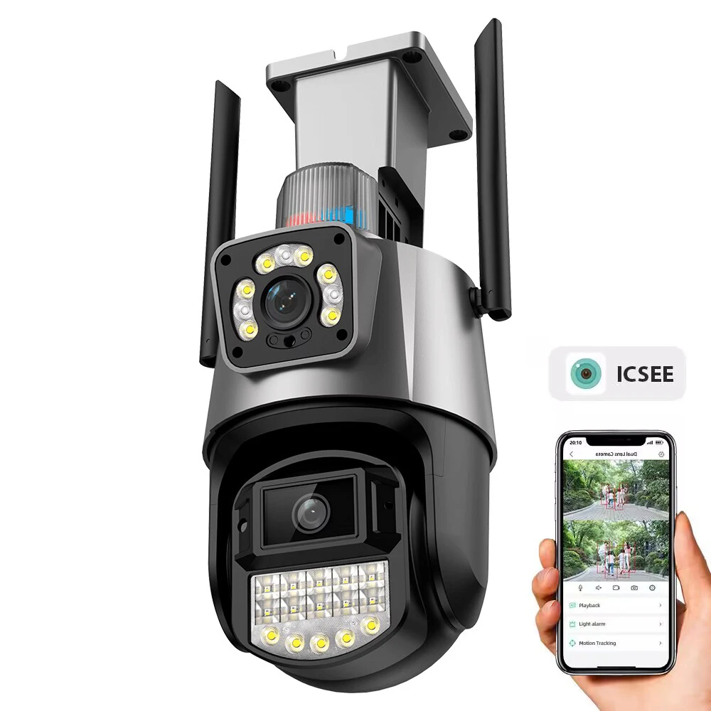 KERUI ICSEE 6MP Dual Lens Network Camera PTZ IP WIFI Outdoor Camera Alarm Motion Tracking Surveillance System Outdoor Camera