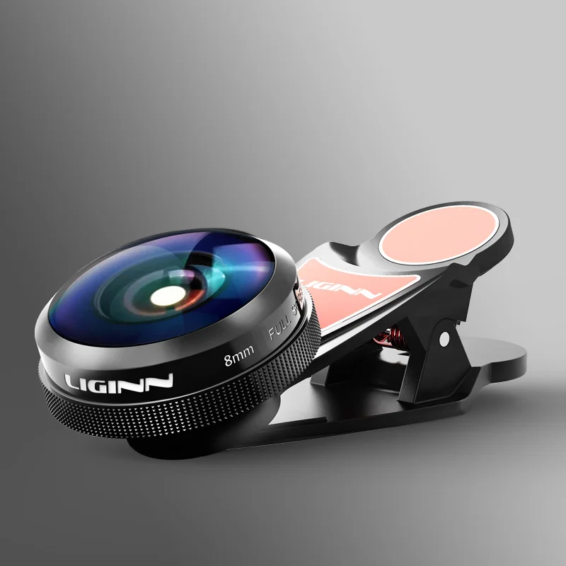 LIGINN Лидер продаж Универсальный ультра прозрачная портативная 235 градусов Fisheye) с углом обзора и полный экран без темных угол с зажимом для мобильного телефона