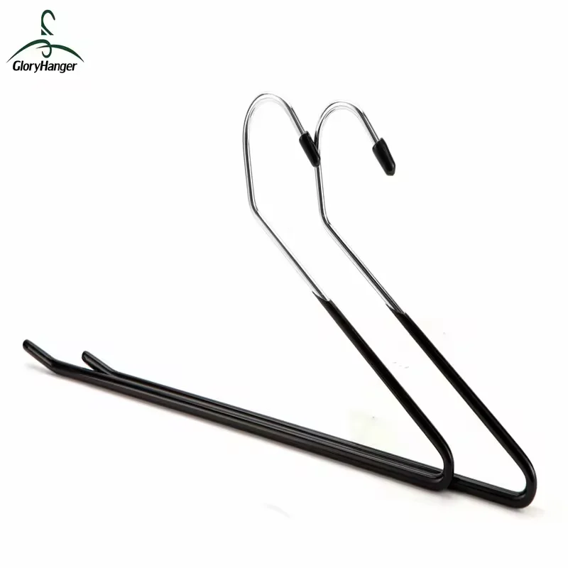 Wardrobe organizer hanger open ended metal magic pants hangers space saving with pvc coated