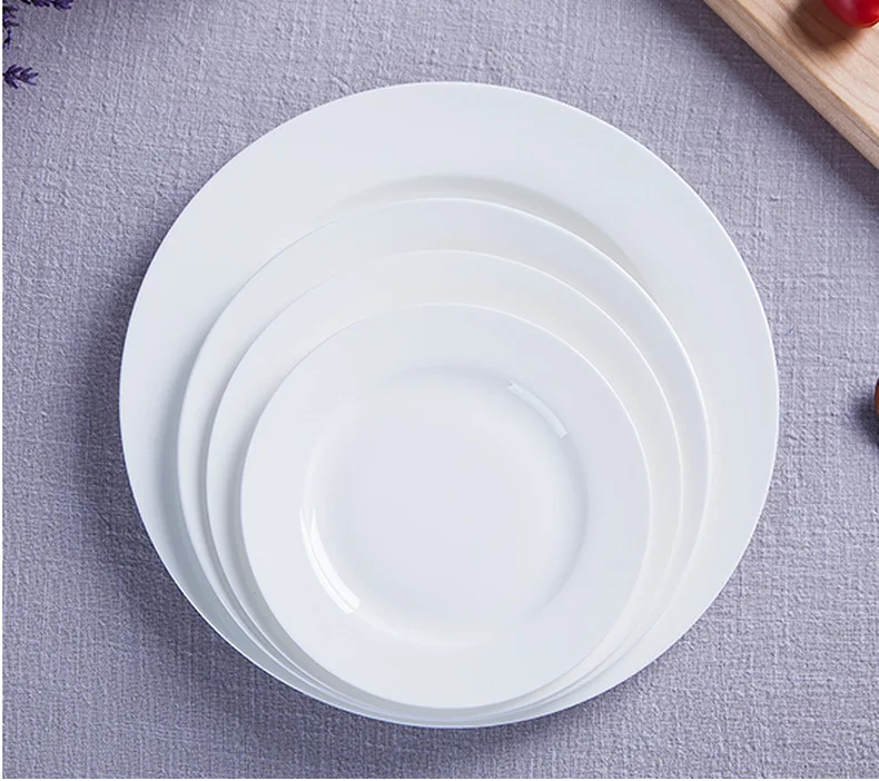 Savall HoReCa 9 inch pure white flat plate ss lifestyle simple ceramic western steak plate for restaurants