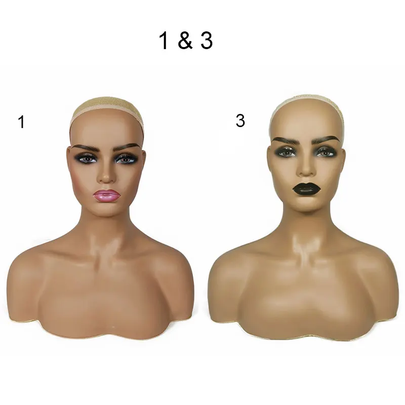 
2pcs PVC+PE Female Mannequin Head With Shoulder For Wig Display Makeup Mannequin Head Women Face Mannequin Heads 