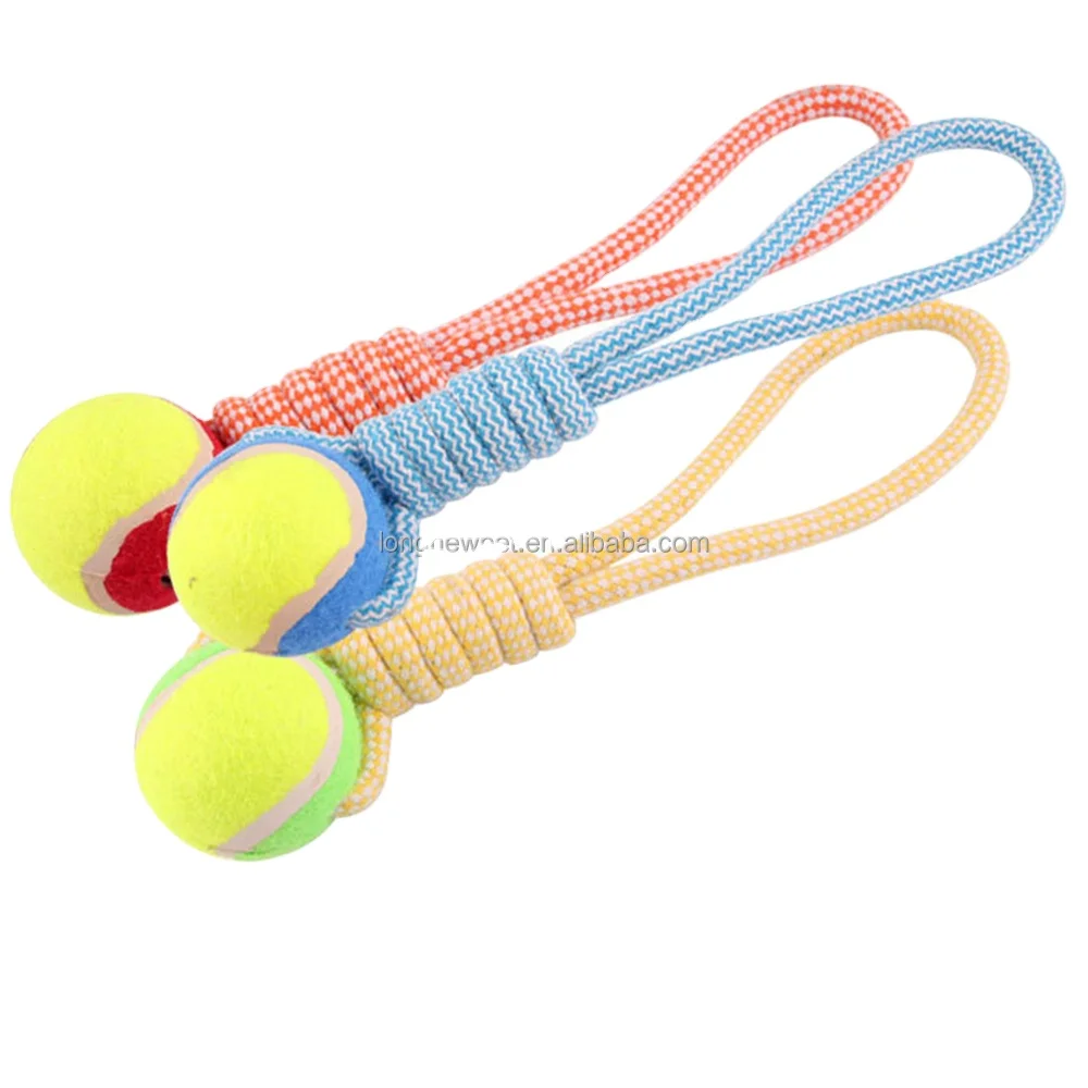 Pet Tennis Balls With Rope  for Dogs Pet Toys Rope Knot Handmade Dog Tug Toy