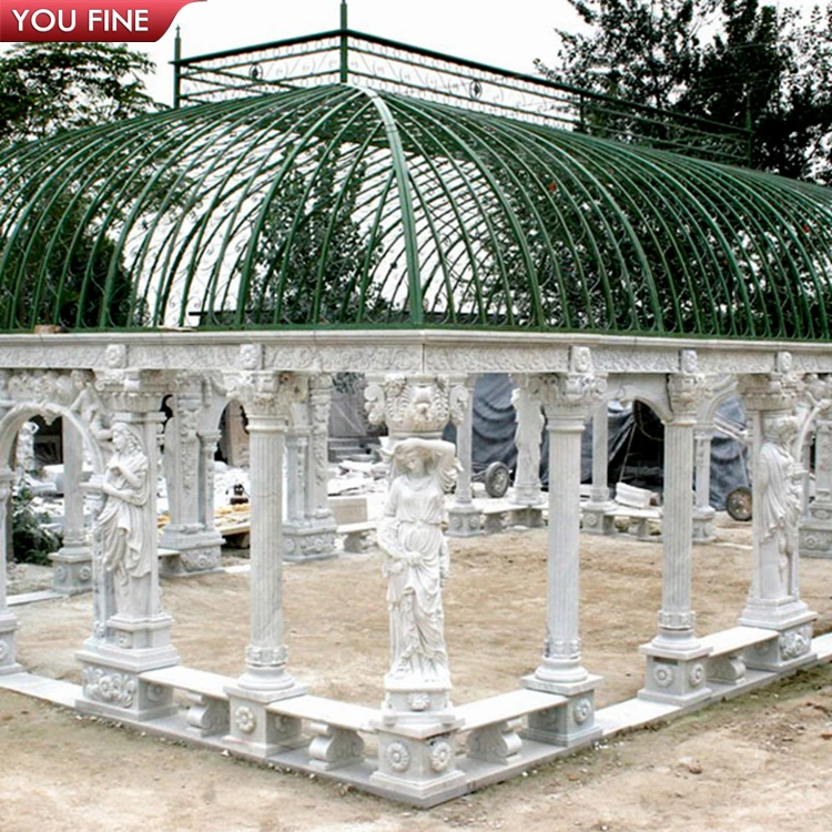 Outdoor Garden Decoration Hand Carved Natural Stone Pavilion Large Marble Gazebo for Sale